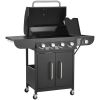 VEVOR Gas Grill, 4 Burner Propane Gas Grill with Side Burner, 425 SQ.In Grilling Area, Carbon Steel Enamel Grates, Outdoor 52