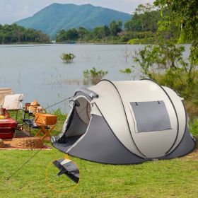 Khaki Boat Type Quick Opening Camping Tent Fiber Pole Polyester Cloth (Color: Khaki)