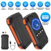 Portable Solar Charger 49800mAh Power Bank External Battery Pack 22.5W PD Fast Charging Built in 4 Cables 15W Wireless Charging LED Flashlight for Cam