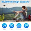 Portable Solar Charger 49800mAh Power Bank External Battery Pack 22.5W PD Fast Charging Built in 4 Cables 15W Wireless Charging LED Flashlight for Cam